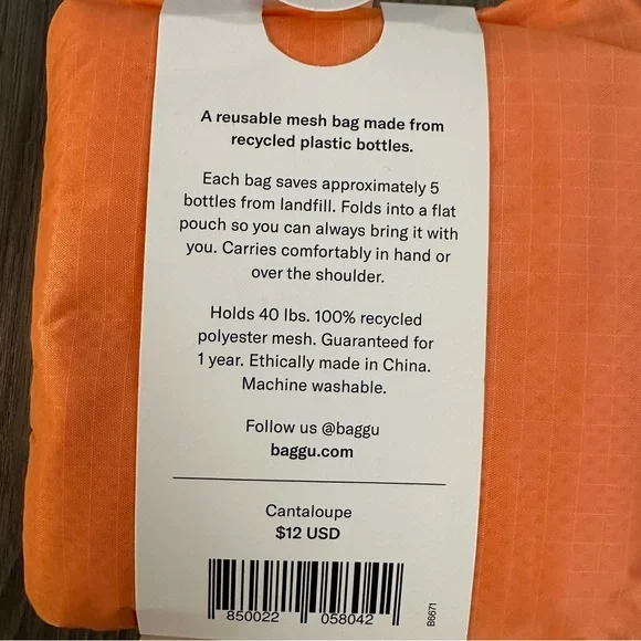 New BAGGU Mesh Reusable Bag in Cantaloupe